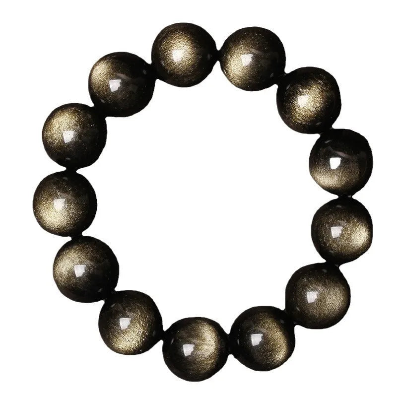 Hand-woven obsidian bracelet with round crystal beads in multiple colour options and sizes