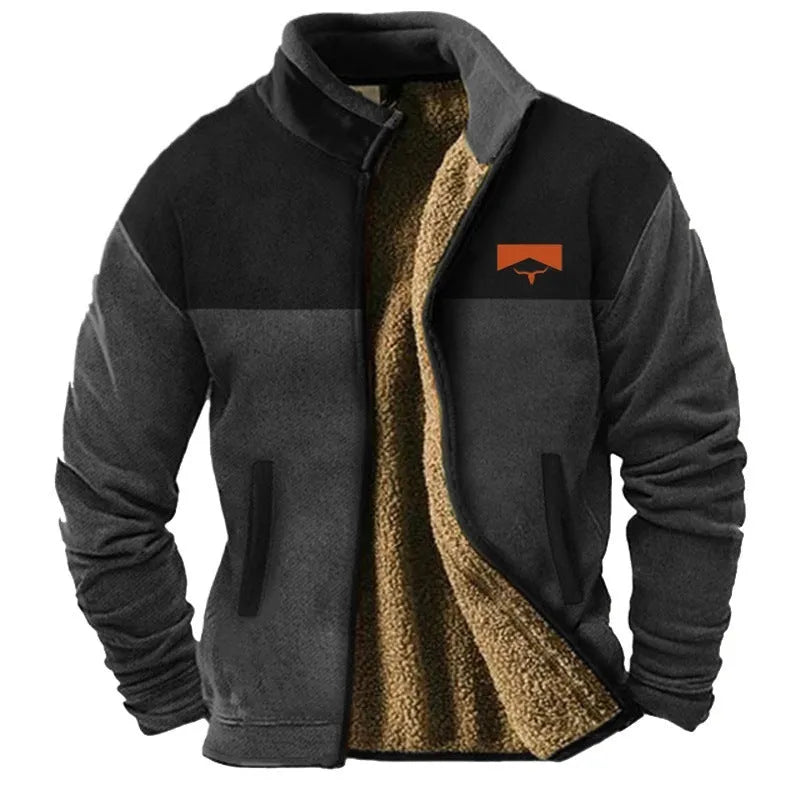 Men's polyester fleece padded coat in regular length with Asian sizing from S to 5XL