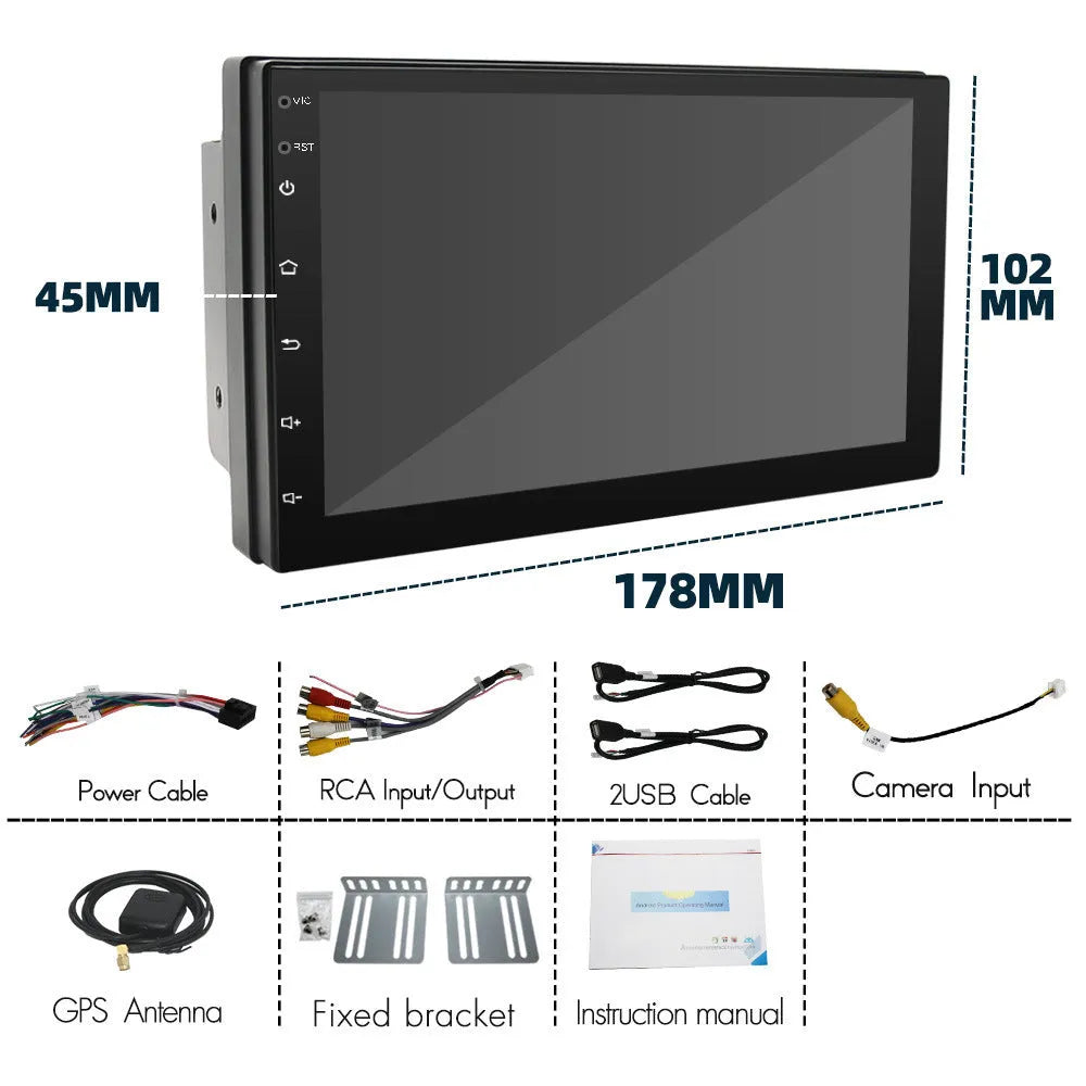 Black universal car MP5 navigation player with 7-inch display for CarPlay and Android Auto