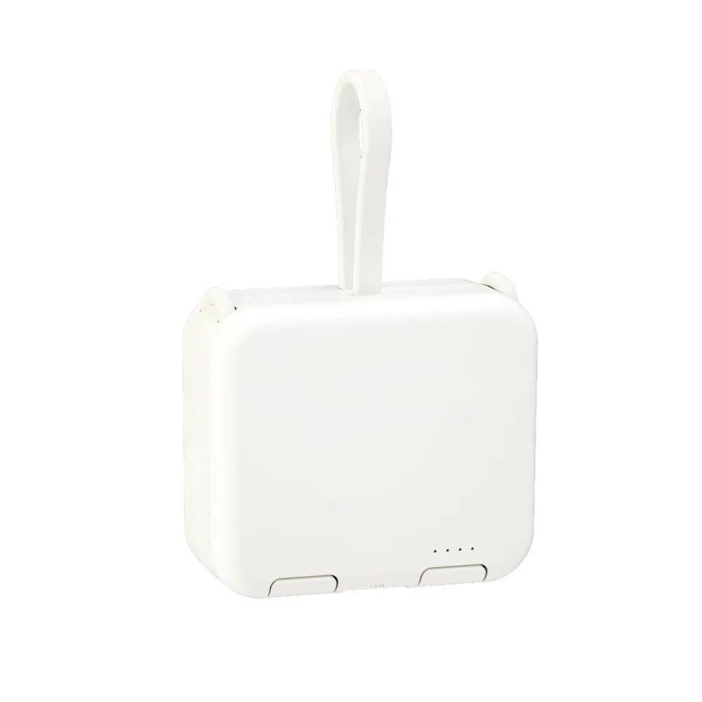 Handbag back clip power bank in blue, showing clip, phone stand function, and Type-C charging ports.