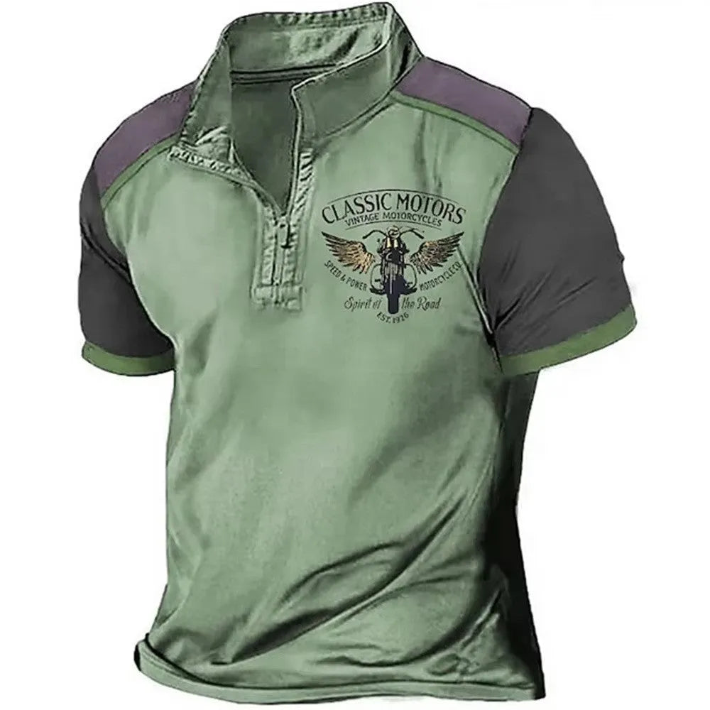 Loose fit golf polo shirt in bird eye polyester with digital printing in solid colour