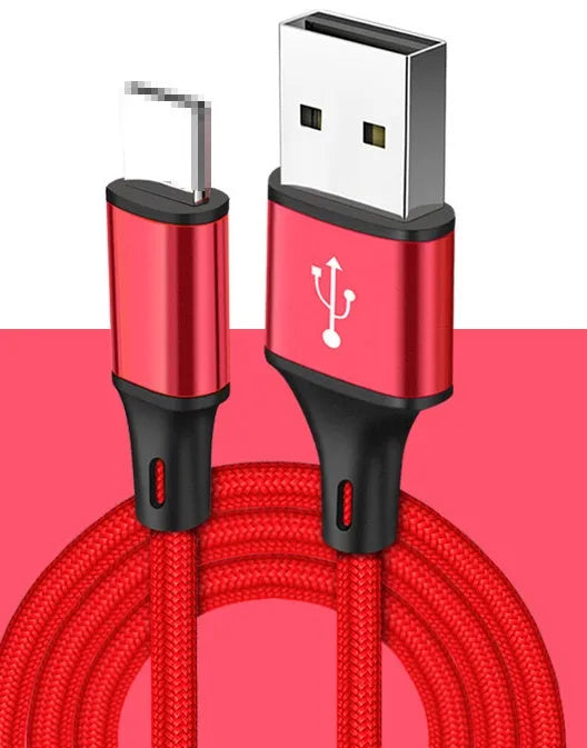 2m long USB to Type-C mobile phone charging cable in multiple colour options