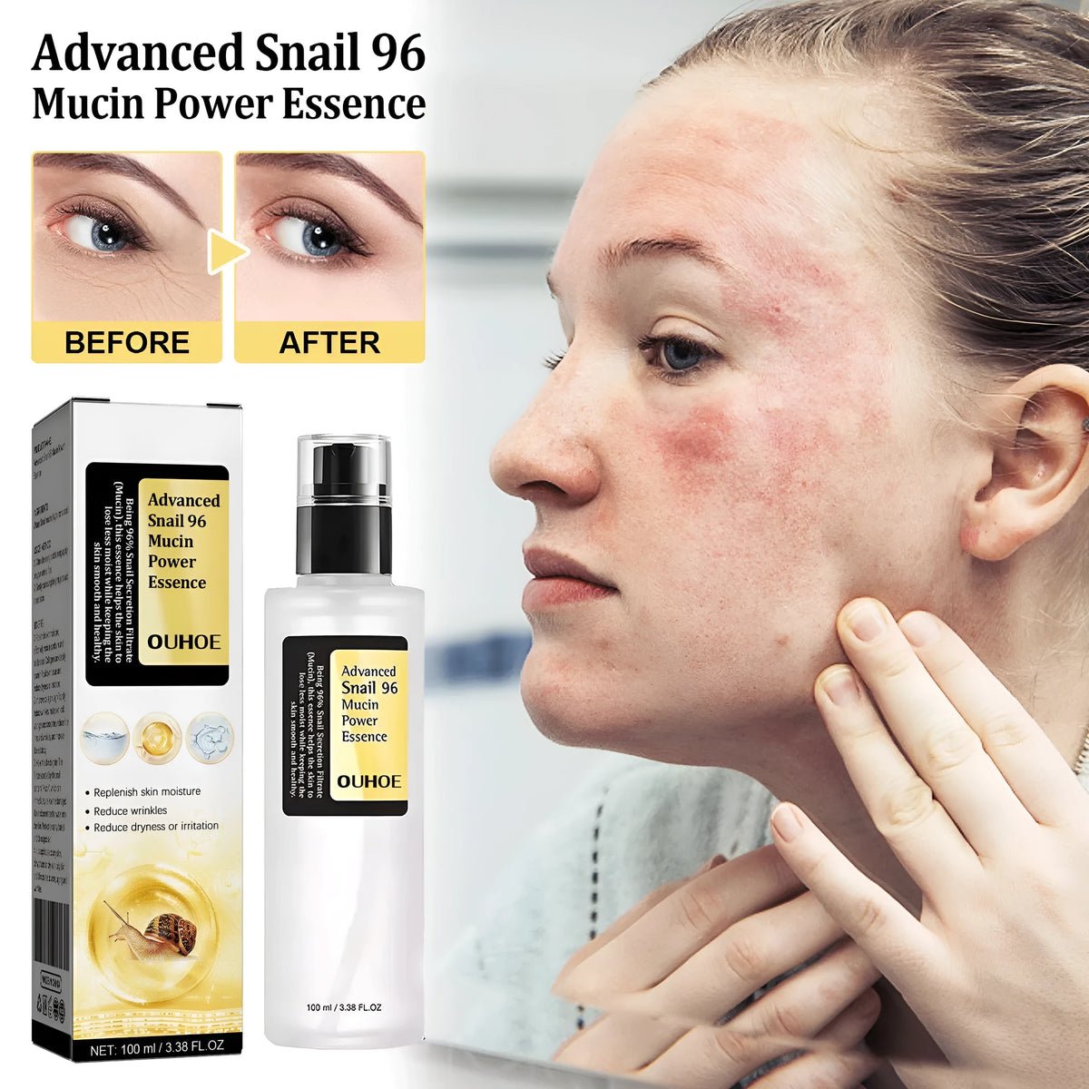 100ml snail collagen facial serum bottle with original formula for hydrating and brightening skin