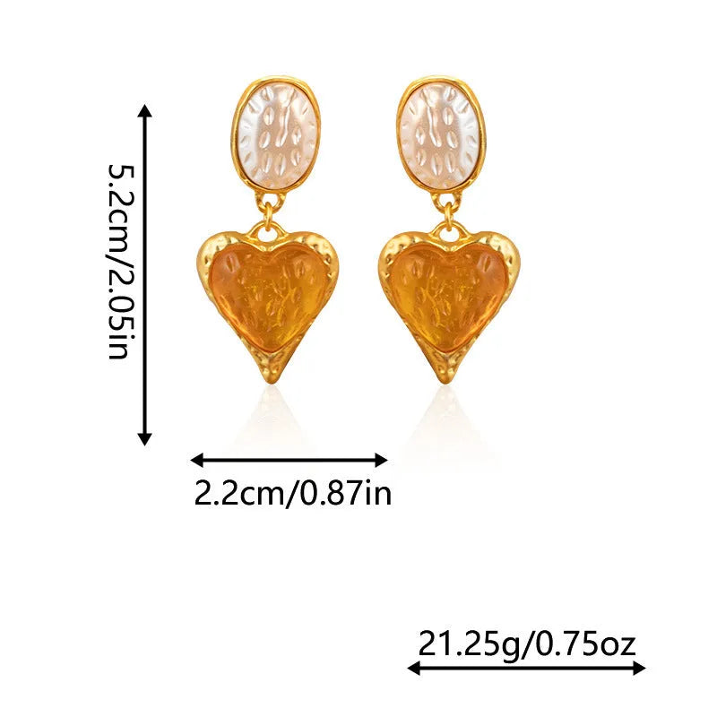 Alloy pleated oval love heart stud earrings with silver needle detailing in multiple colour options