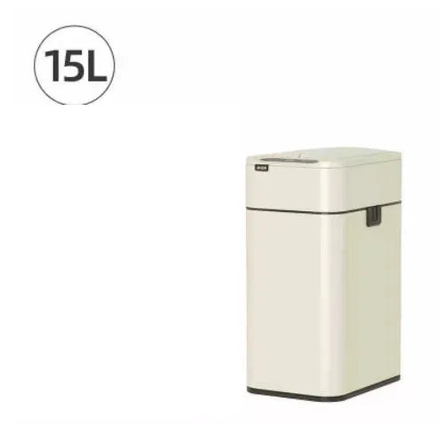 Square stainless steel inductive smart trash can with sensor lid.