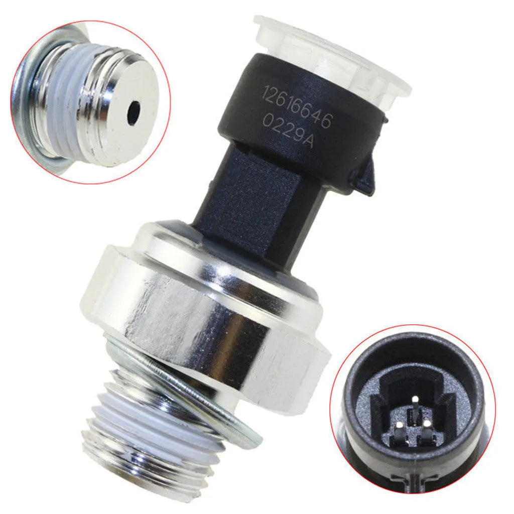 Oil pressure sensor for Buick and Chevrolet cars, part numbers 12573107 12567323 visible