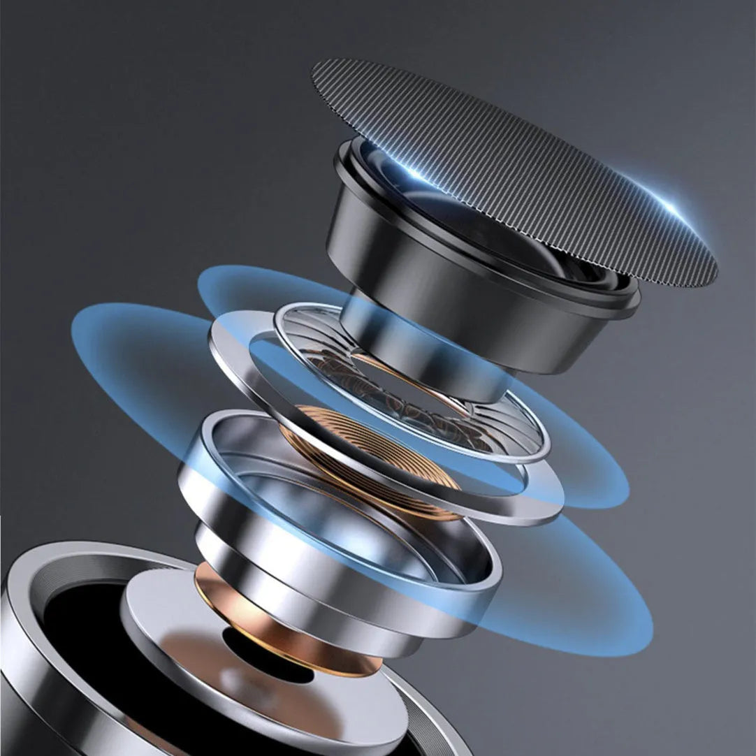 Portable wireless Bluetooth speaker with 80 x 36 mm ABS body, two speakers, black or white, USB power
