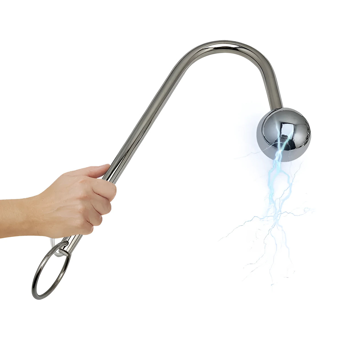 Silver stainless steel electric shock couple toy with 25mm, 30mm, and 35mm round heads and 100g single hook