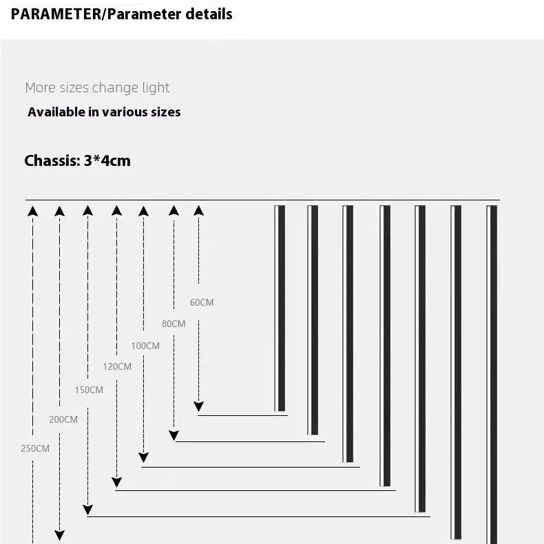 80 cm black aluminium LED strip wall lamp with touch control for three white light colours