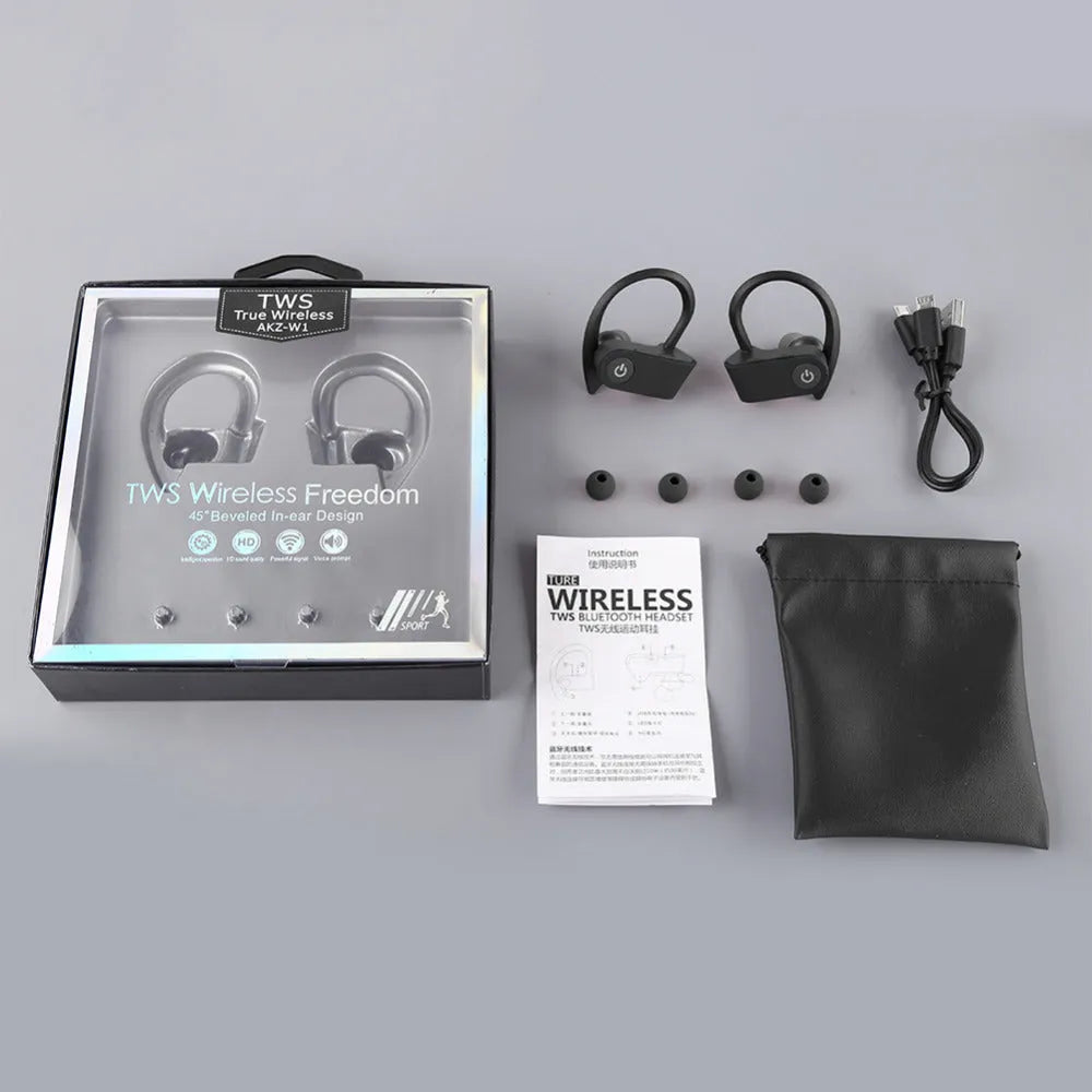 V5.0 Bluetooth wireless earphones in black, grey or red colours with ergonomic design for secure fit