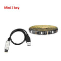 Flexible LED decorative light strip bent into a curve, showing closely spaced lights and adhesive backing.