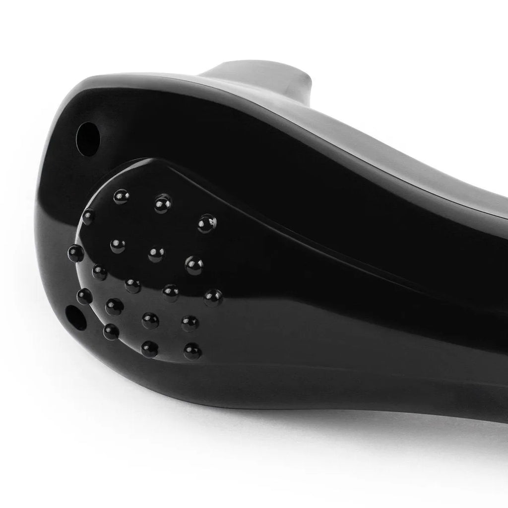 Black folding electric body shaver with compact closed design and ABS plastic housing.