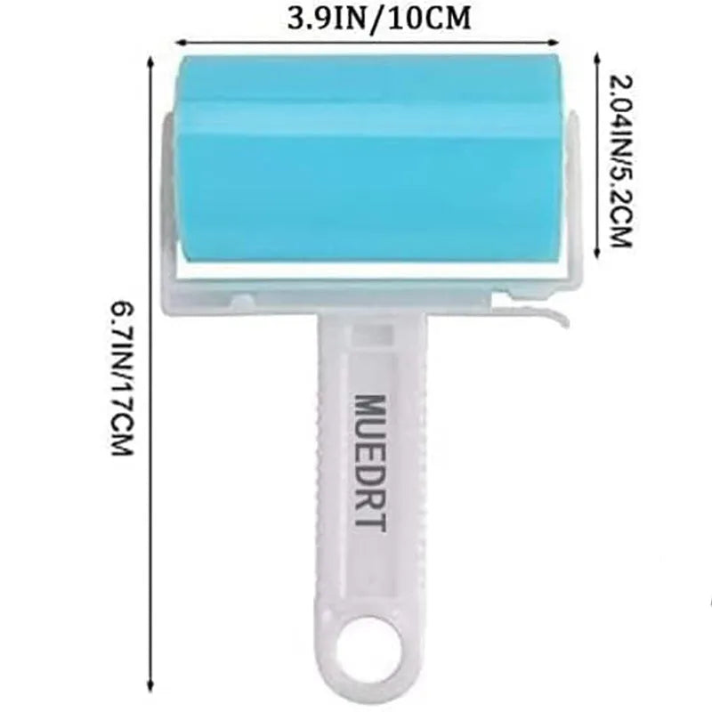 Reusable washable lint roller with protective cover for pet hair removal, measuring 17x10x4cm