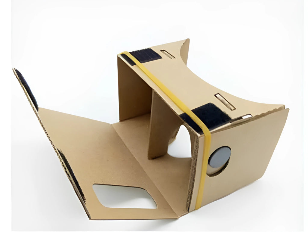 VR Cardboard Glasses viewer for smartphones with 3D lenses and adjustable straps in pink or white