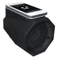 Black portable speaker with USB and 3.5mm jack, 3W output, built-in battery, 122x100x100mm plastic shell
