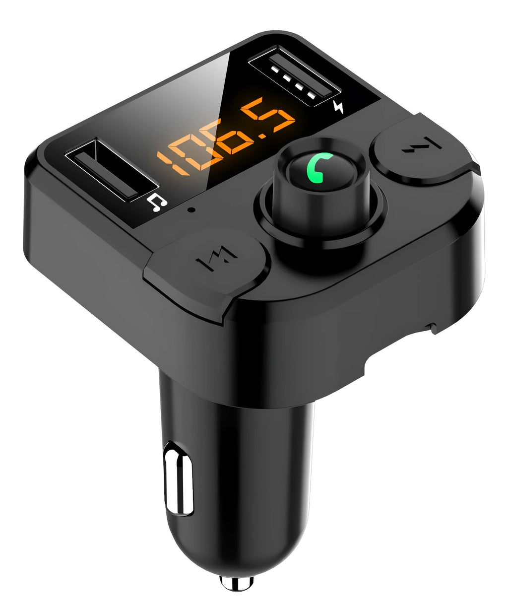 Black car MP3 Bluetooth player with cigarette lighter plug and display screen