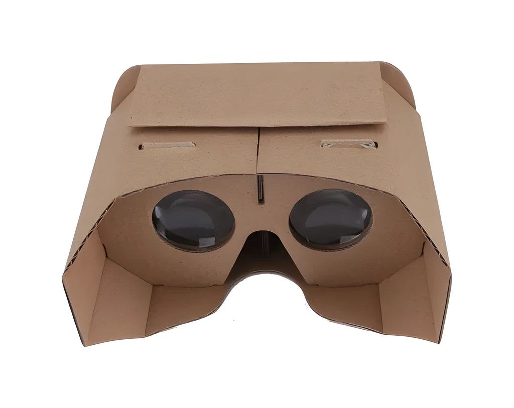 Carton virtual reality glasses for smartphones with 4-6 inch screens showing foldable paper construction