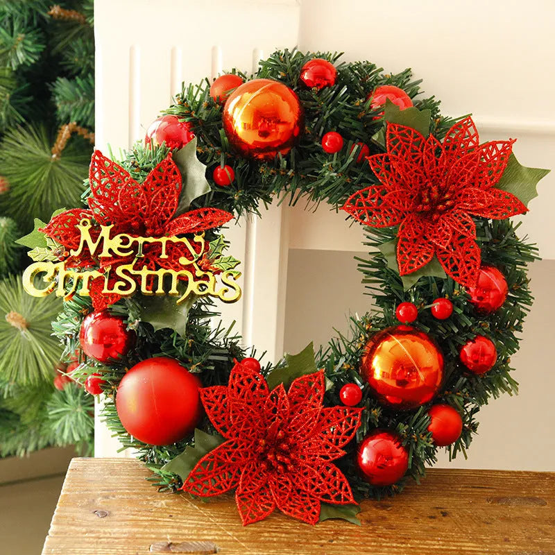 30cm multicoloured plastic Christmas wreath decoration for doors and festive displays