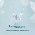 Bingyu Butterfly ice rain design pendant on adjustable sterling silver O-ring necklace for women.