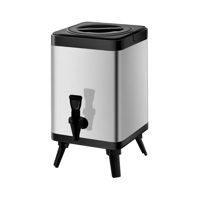 Silver stainless steel square lock cold insulation milk tea bucket with 8 litre capacity