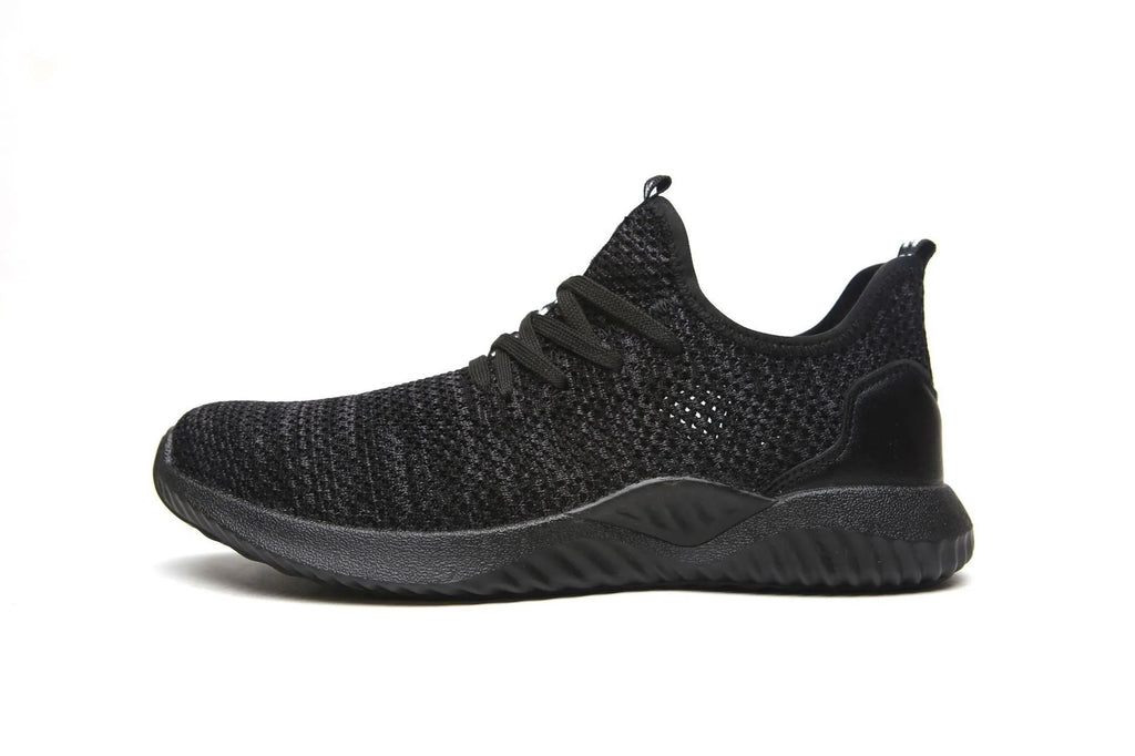 Steel toe cap safety work shoes in black and grey colours with low-cut design