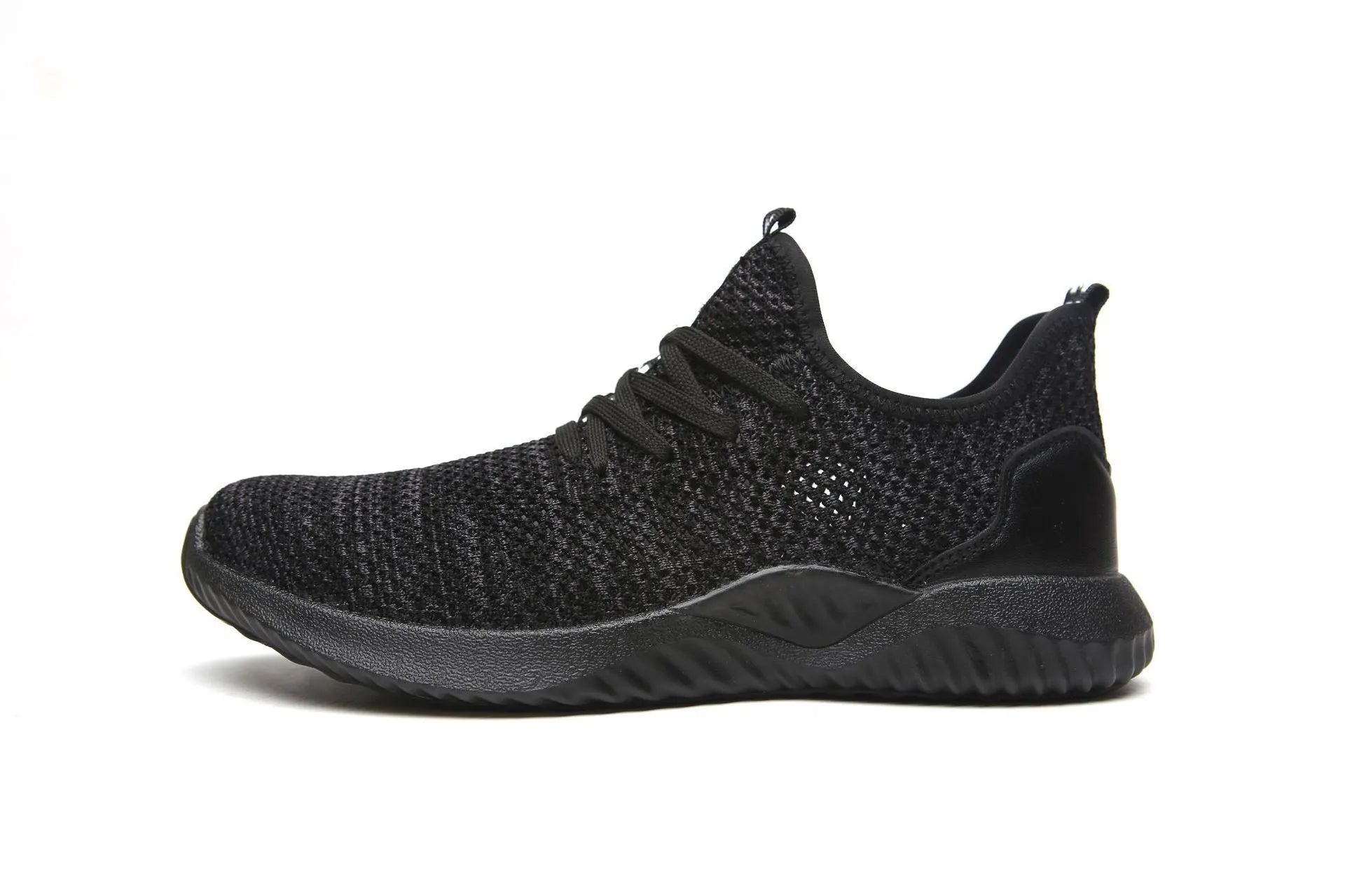 Steel toe cap safety work shoes in black and grey colours with low-cut design