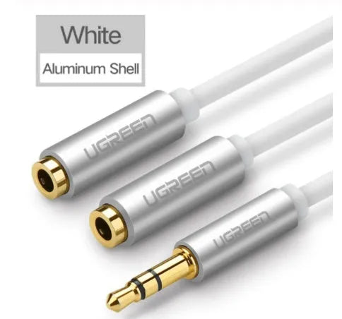20cm earphone replacement cable with gold-plated 3.5mm connectors in black, grey, or white colour options