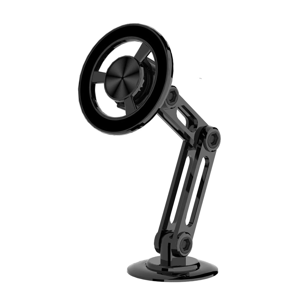 All-metal magnetic car phone holder in black, silver, gold, and rose gold colours with magnetic rings