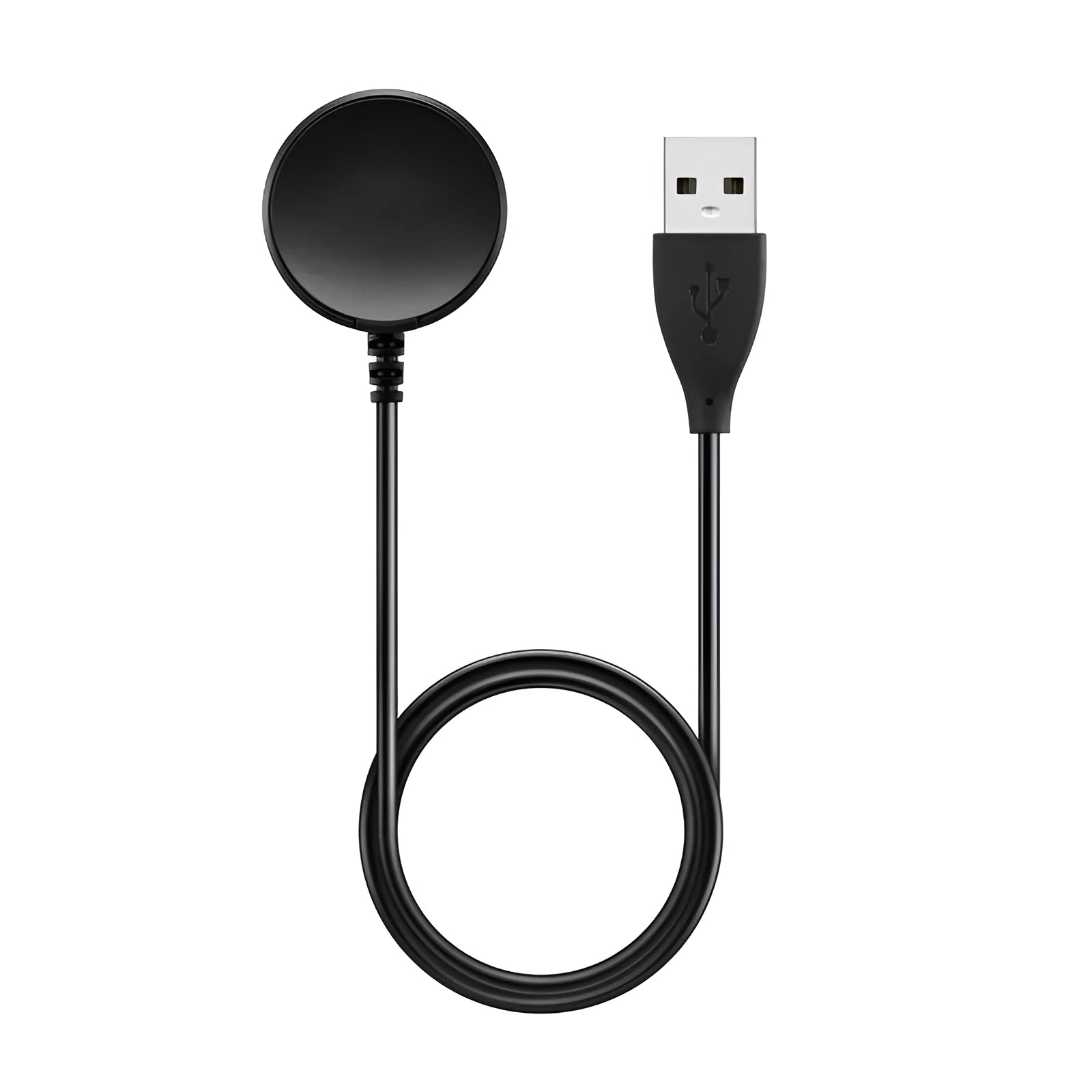 Black USB magnetic watch charger with compact 34mm x 10mm dimensions