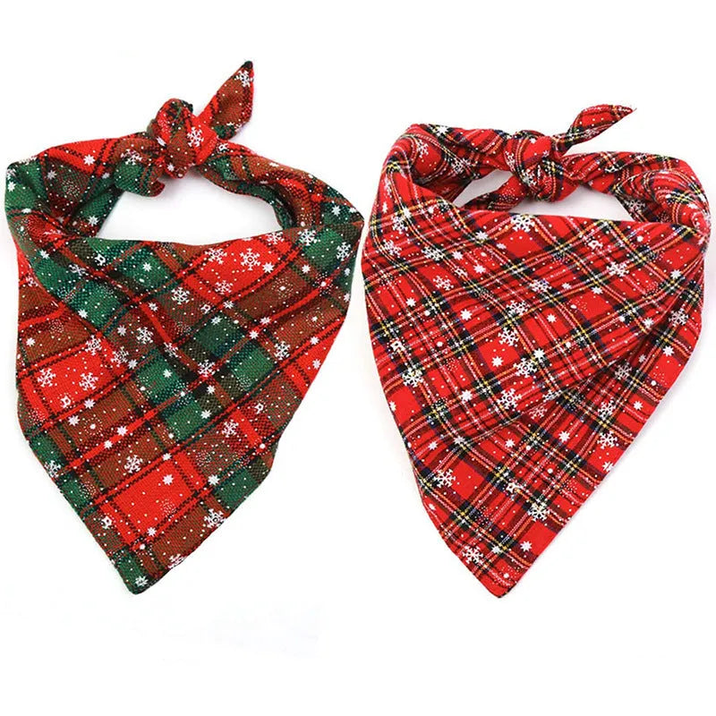 Cotton plaid dog bandana 44x44cm Christmas triangular pet scarf in six colours