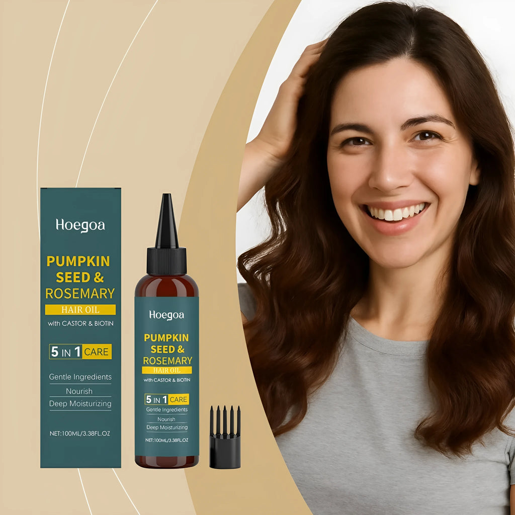 Rosemary essential oil 100ml bottle with pointed applicator nozzle and hair comb for scalp treatment
