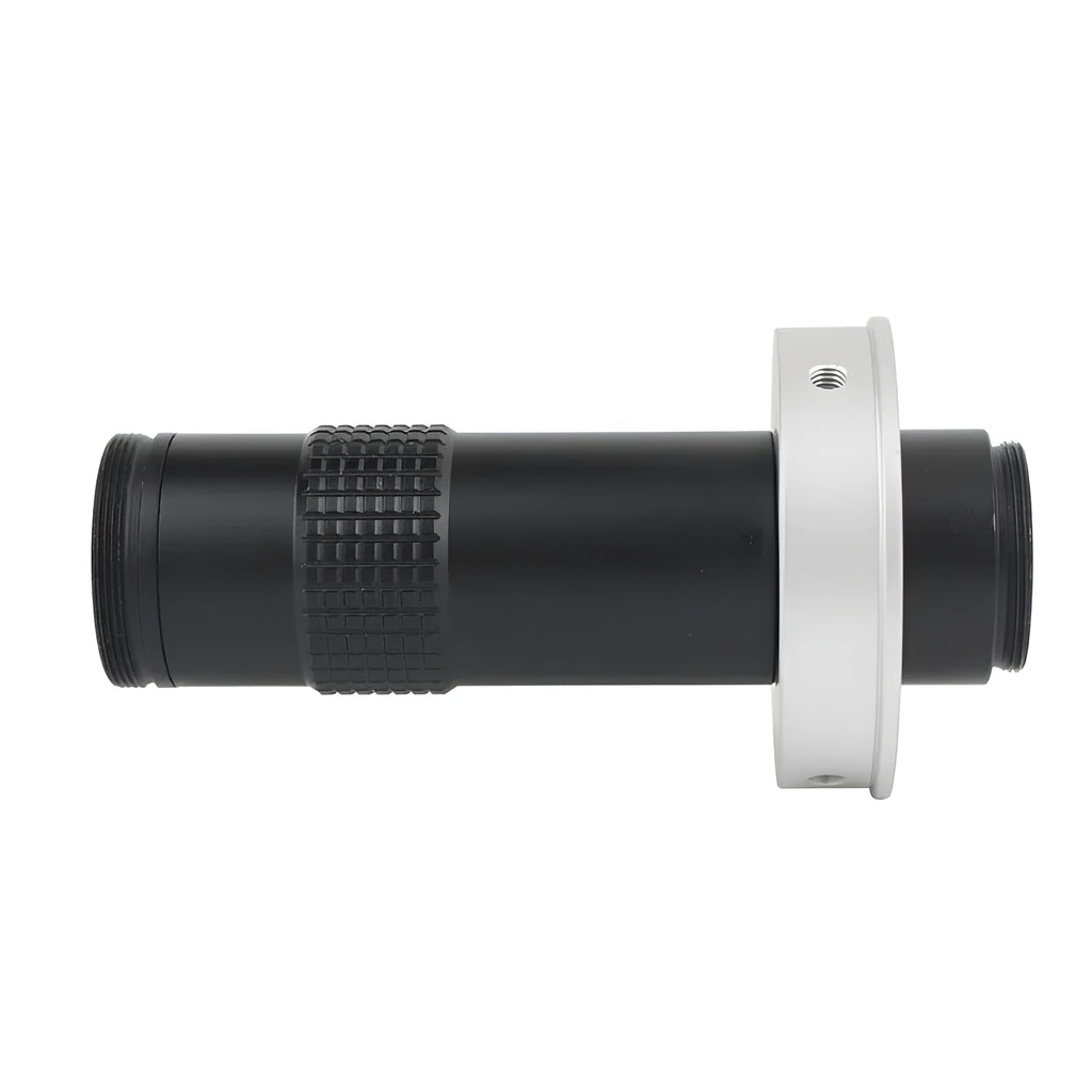 Black industrial camera monocular lens with 130x magnification and 60-300mm working distance