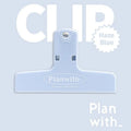 RosyPosy Haze Series blue magnetic bill clip holding receipts on a refrigerator.