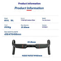 Red carbon fibre road bicycle handlebar with double line graphics, shown from above.