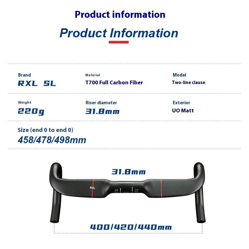 Red carbon fibre road bicycle handlebar with double line graphics, shown from above.
