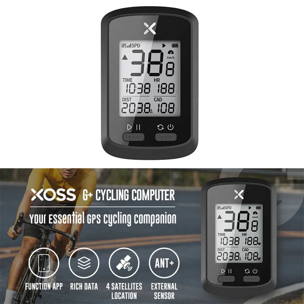 Black waterproof plastic bicycle stopwatch with digital display and clip mounting system