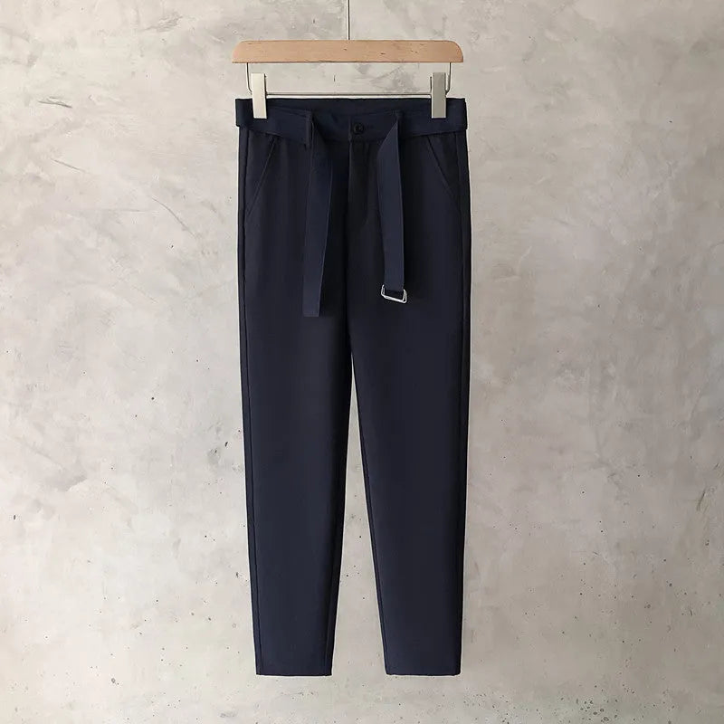Boys slim straight wool trousers in tapered business casual street fashion style
