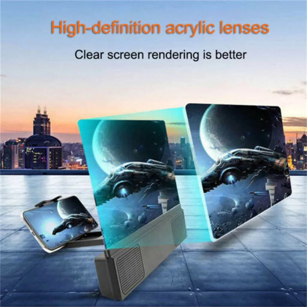 12-inch mobile phone screen amplifier with speakers and flexible gooseneck mount