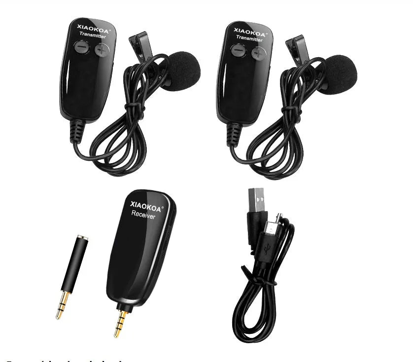 Black mobile phone lavalier microphone with 3.5mm plug and APS shielded wire