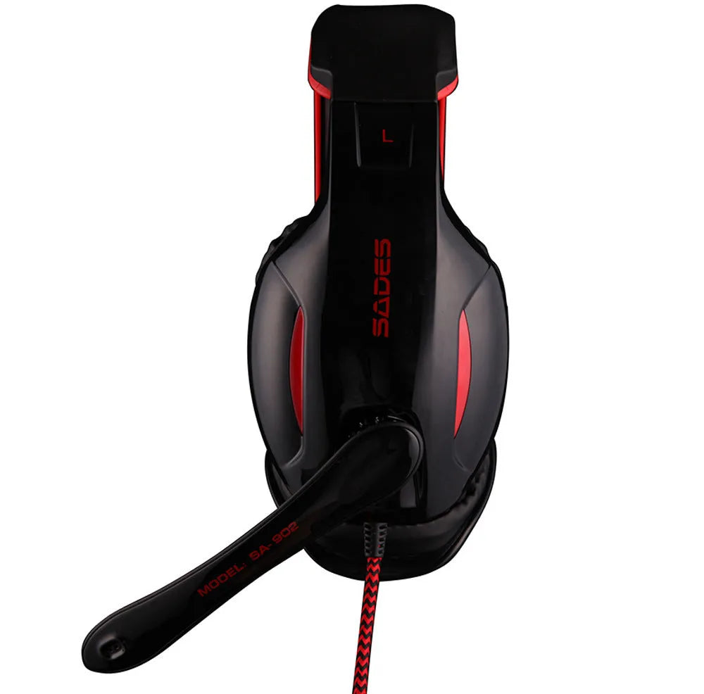 Black SADES SA 902 USB gaming headset for PC with RGB lighting effects on ear cups