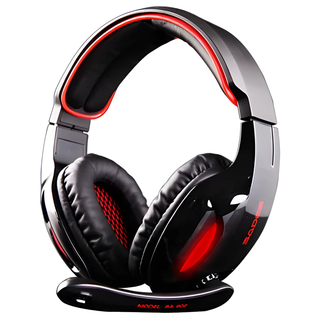 Black SADES SA 902 USB gaming headset for PC with RGB lighting effects on ear cups