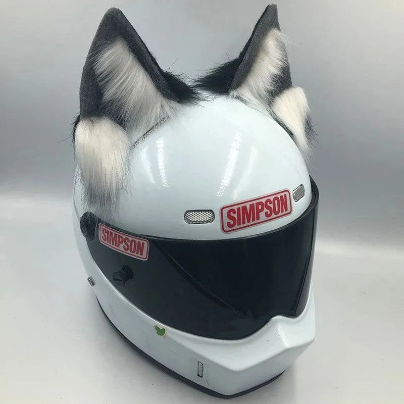 ABS plastic animal ear helmet ornaments with matching tail on motorcycle helmet