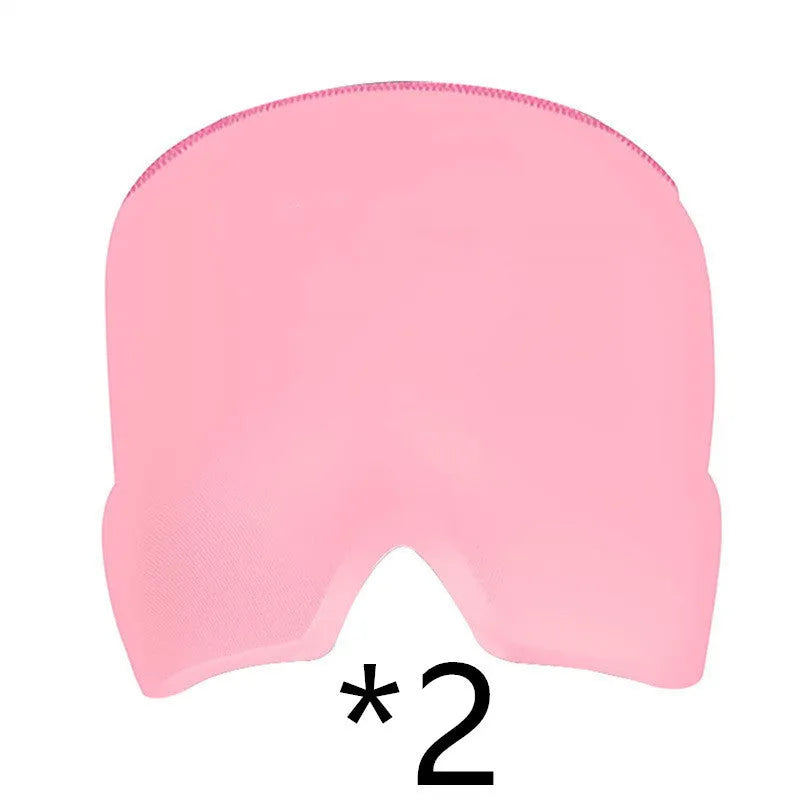 Black elastic cloth gel eye mask for headache relief showing adjustable design