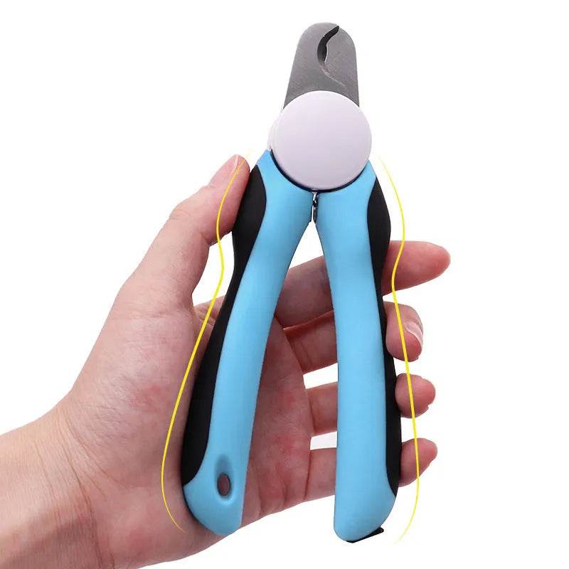 Blue heavy-duty dog nail clippers with safety guard for trimming large breed thick nails