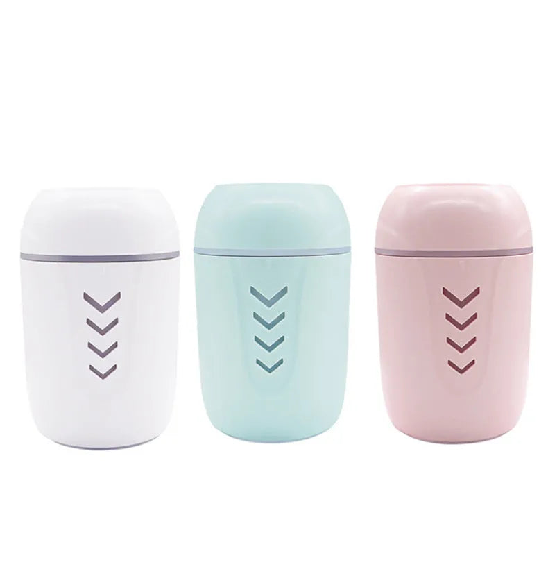 X3 portable car humidifier with columnar design in blue, pink and white colour options