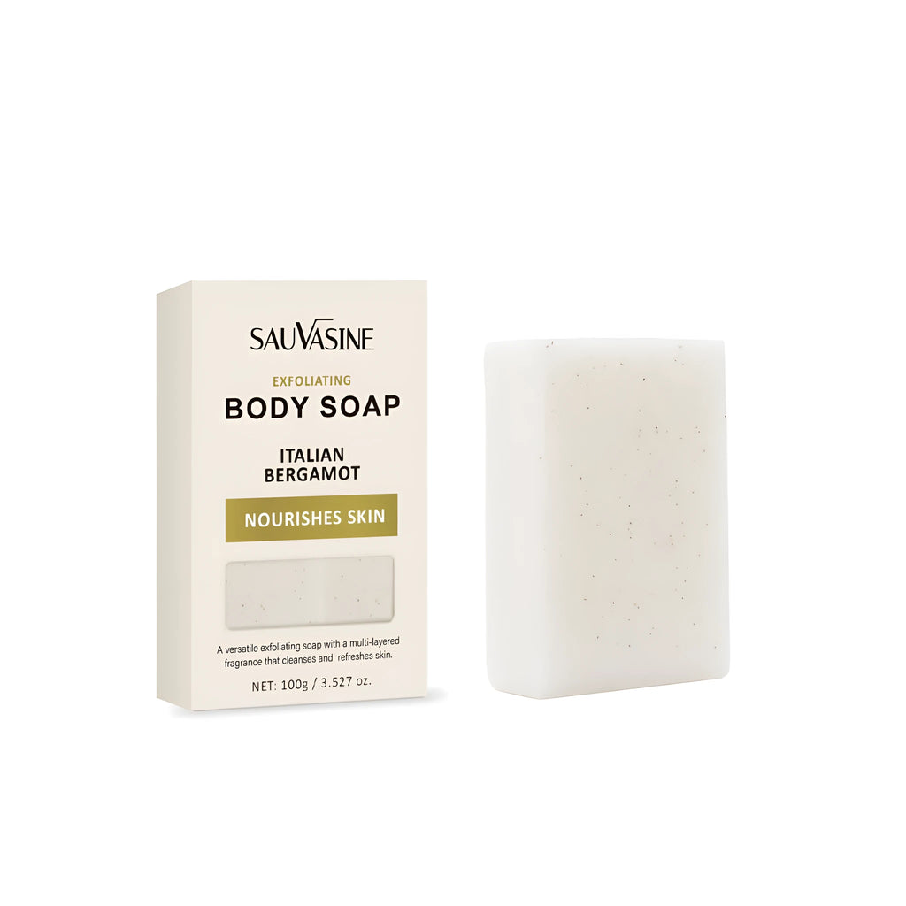 Exfoliating body soap bar with deep cleansing and moisturising properties for adult skincare