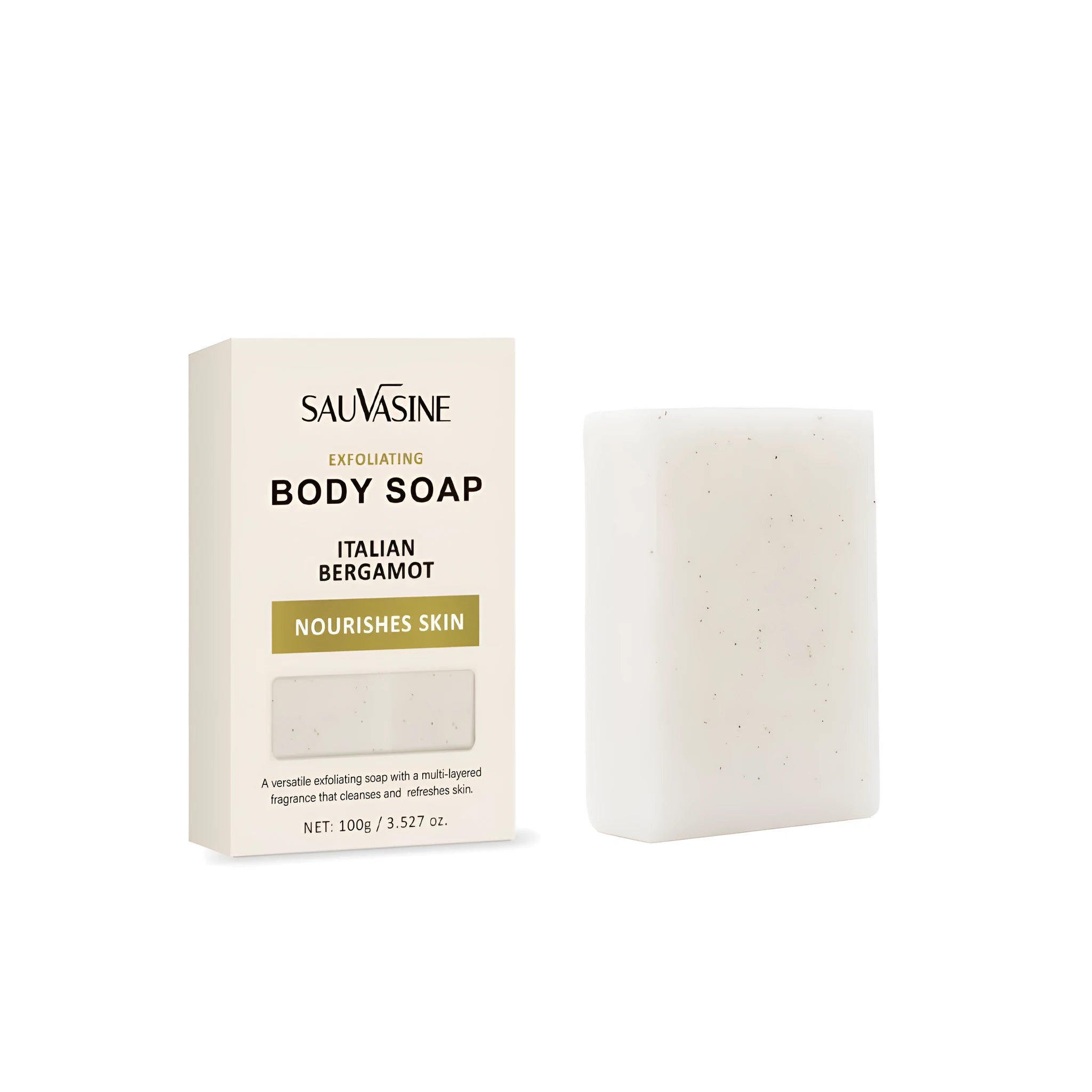 Exfoliating body soap bar with deep cleansing and moisturising properties for adult skincare