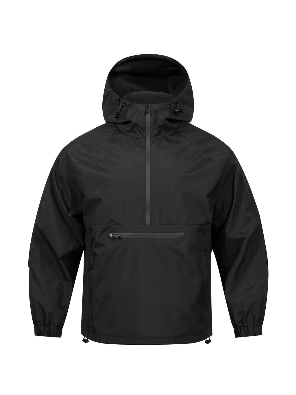 Men's light gray corduroy half-zip hooded sweater jacket showing Korean-style loose fit and rabbit fur composition