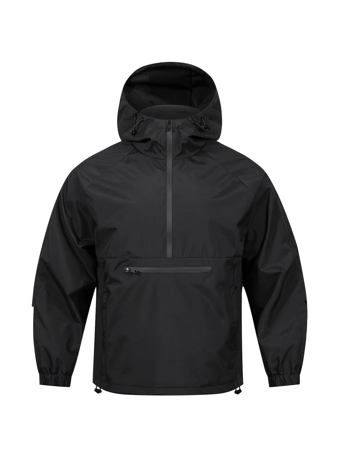 Men's light gray corduroy half-zip hooded sweater jacket showing Korean-style loose fit and rabbit fur composition