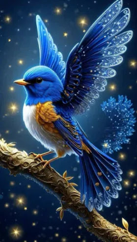 Handmade Blue Bird rhinestone diamond painting measuring 60x100cm with modern simplicity design